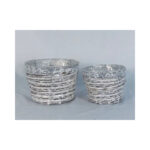 2 Piece Rattan Round Planter