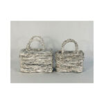 2 Piece Rectangle Rattan Handbag Planter