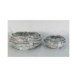 2 Piece Round Rattan Bowl Shaped Planter