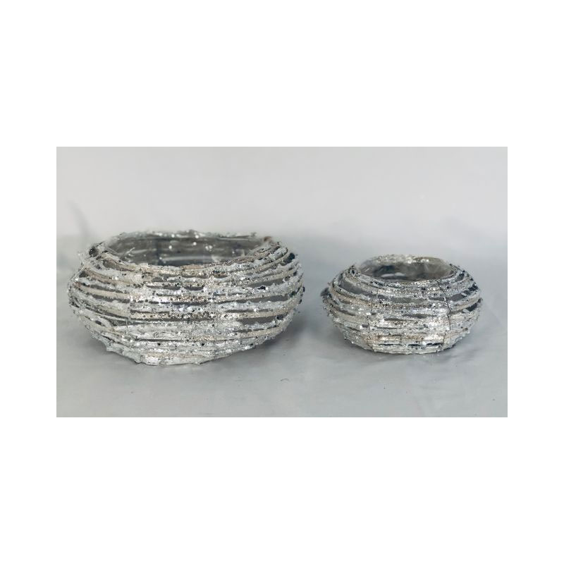 2-Piece-Round-Rattan-Bowl-Shaped-Planter 2 Piece Round Rattan Bowl Shaped Planter - Image 1
