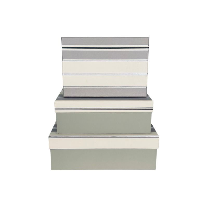 BOX26G 3pc rectangle striped box - Image 1
