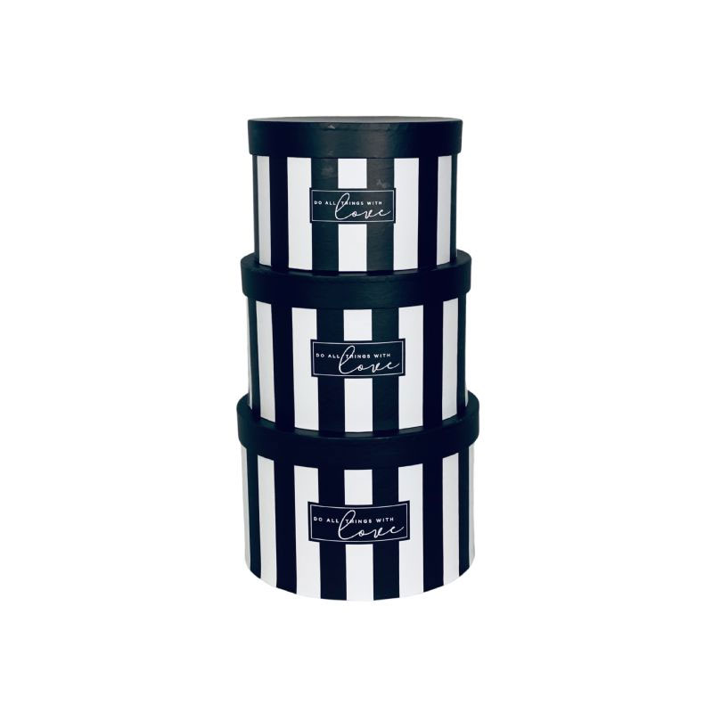 BOX26P 3 piece Flat cylinder striped box - Image 1