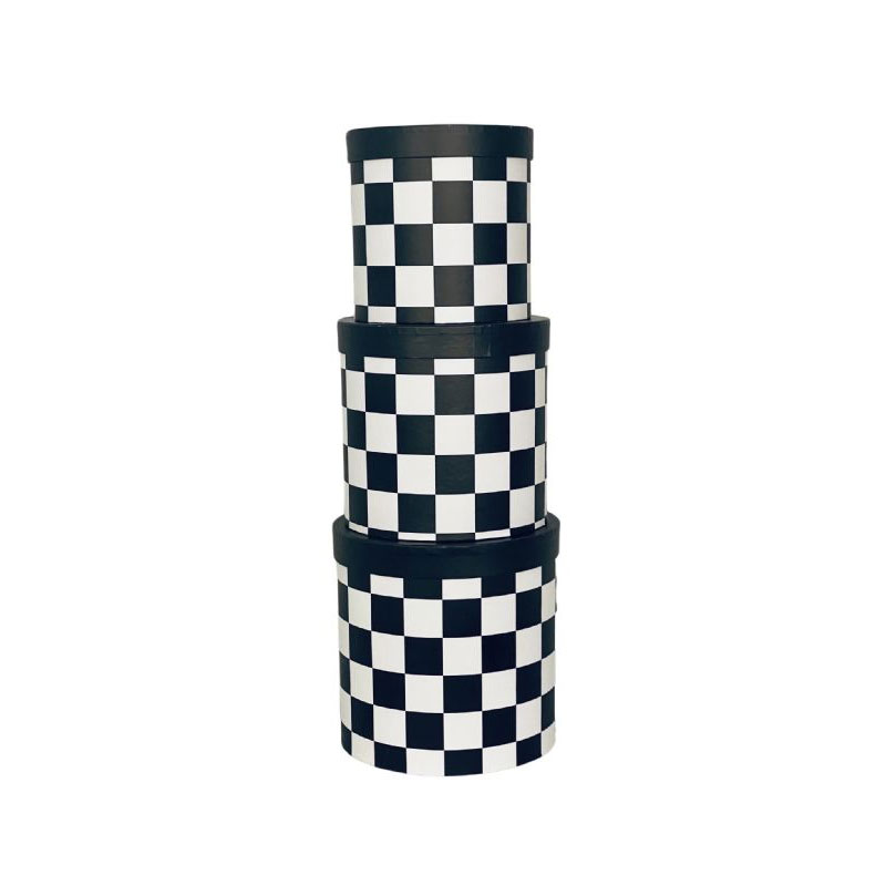 BOX78A-B 3 Piece Round checked box - Image 1