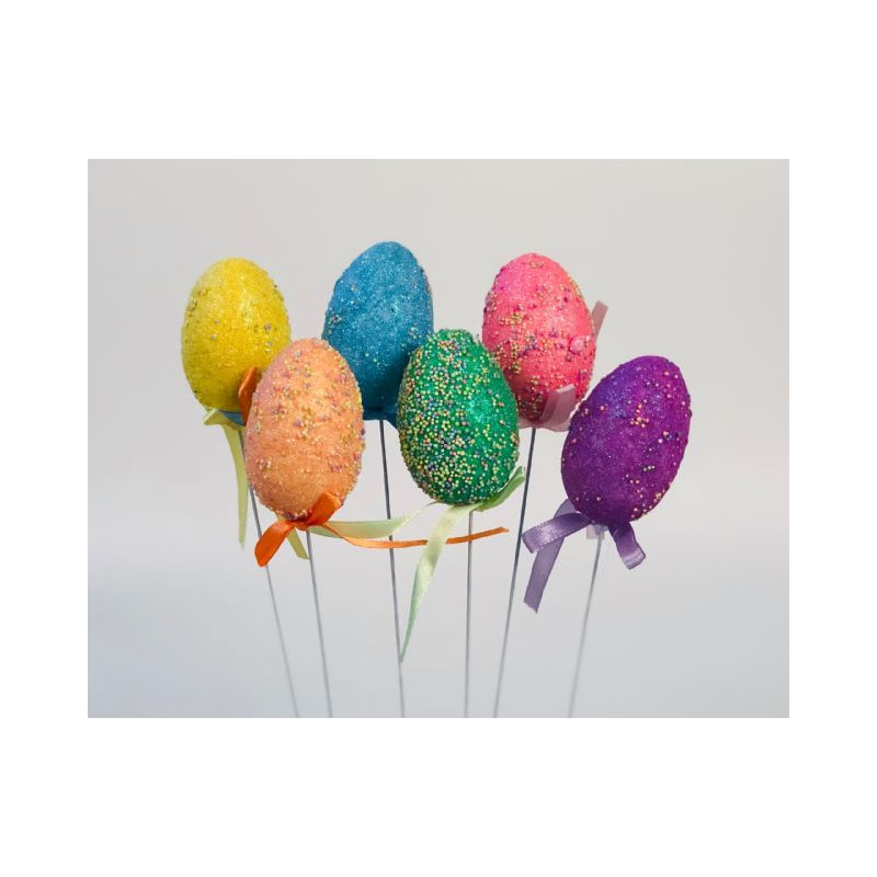 EAS17A Fancy Glitter Egg On Wire - Image 1