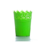 Flower pot with lace trim