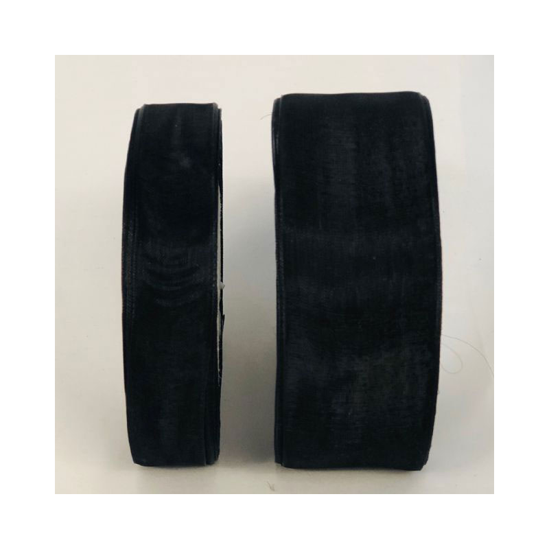 RIB42M-BL Black Organza Ribbon - Image 1