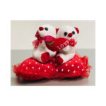 Twin Teddies Holding A Rose Heart