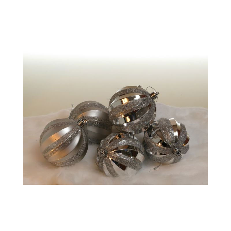 XMA53O Ribbed Glitter Bauble - Image 1