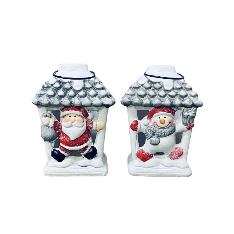 XMA75L Grey lantern with santa and snow - Image 1