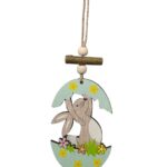 Wooden Hanging Bunny In Egg 10cm