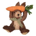 Grass Bunny Sitting With Carrot on Head 20cm